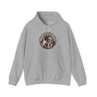 Garmr Odin's Wolves Norse Woodcut Hoodie - Heavy Blend Fleece Pullover - Unisex White