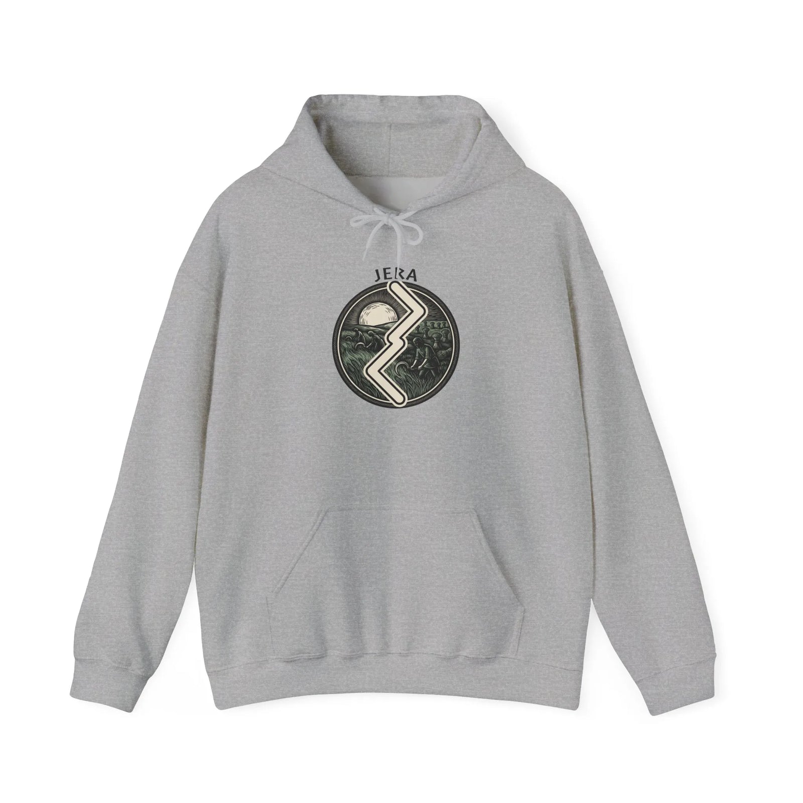 Jera Harvest Rune Graphic Hoodie - Heavy Blend Fleece Pullover - Unisex White