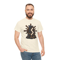 Sowulo Sun Ray Rune Graphic T-Shirt - Heavy Cotton Classic Fit Crewneck - Unisex White