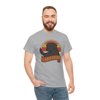 Labrador Retro 70s Sunset T-Shirt - Heavy Cotton Classic Fit Tee - Unisex White