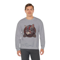 Viking Berserker Cat Graphic Sweatshirt - Heavy Blend Fleece Crewneck - Unisex White