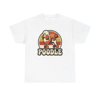 Poodle Retro 70s Sunset T-Shirt - Heavy Cotton Classic Fit Tee - Unisex White