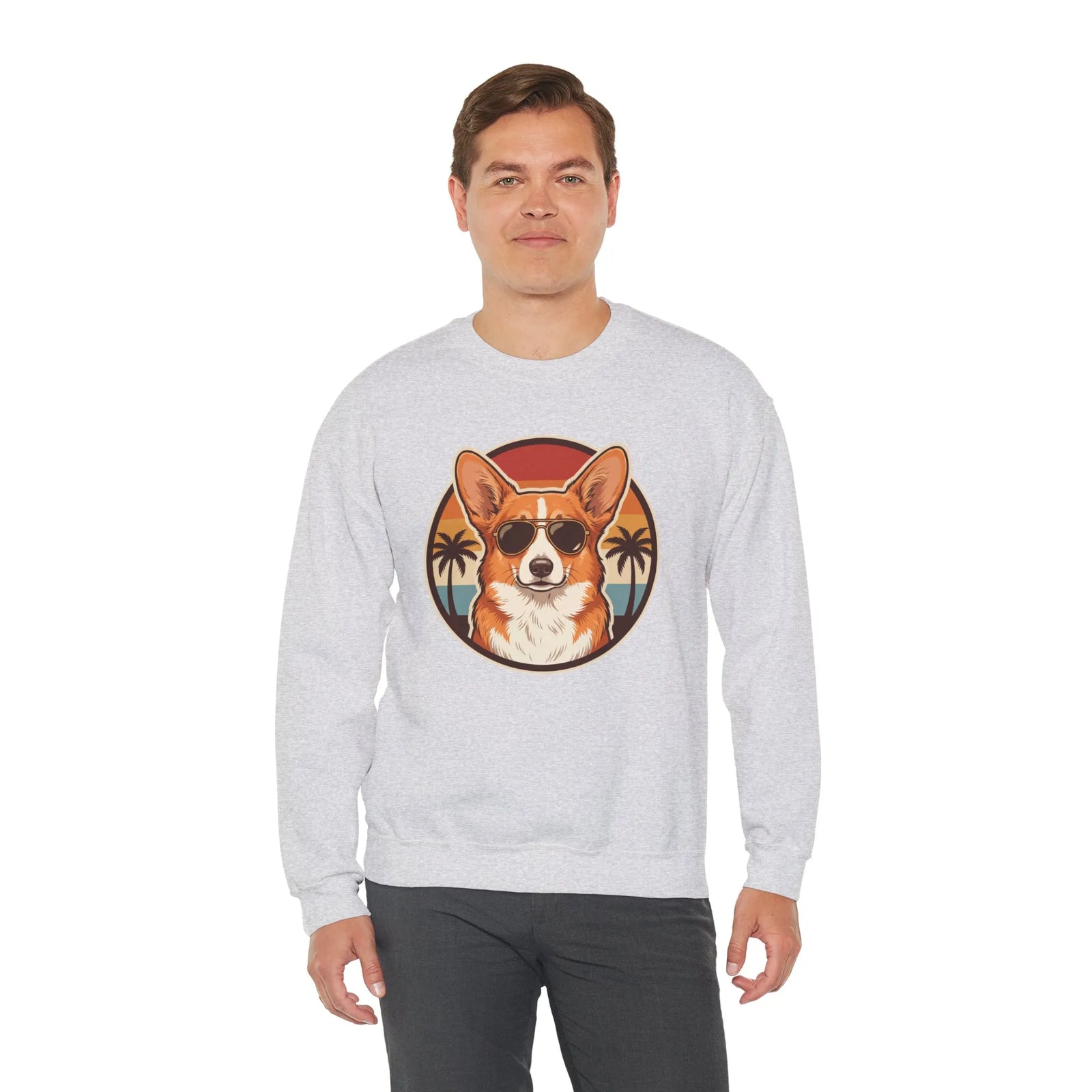 Corgi 70s Sunset Aviators Sweatshirt - Heavy Blend Fleece Crewneck - Unisex White