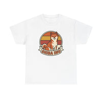 Shiba Inu Retro Sunset Graphic T-Shirt - Heavyweight Cotton Classic Fit - Unisex White