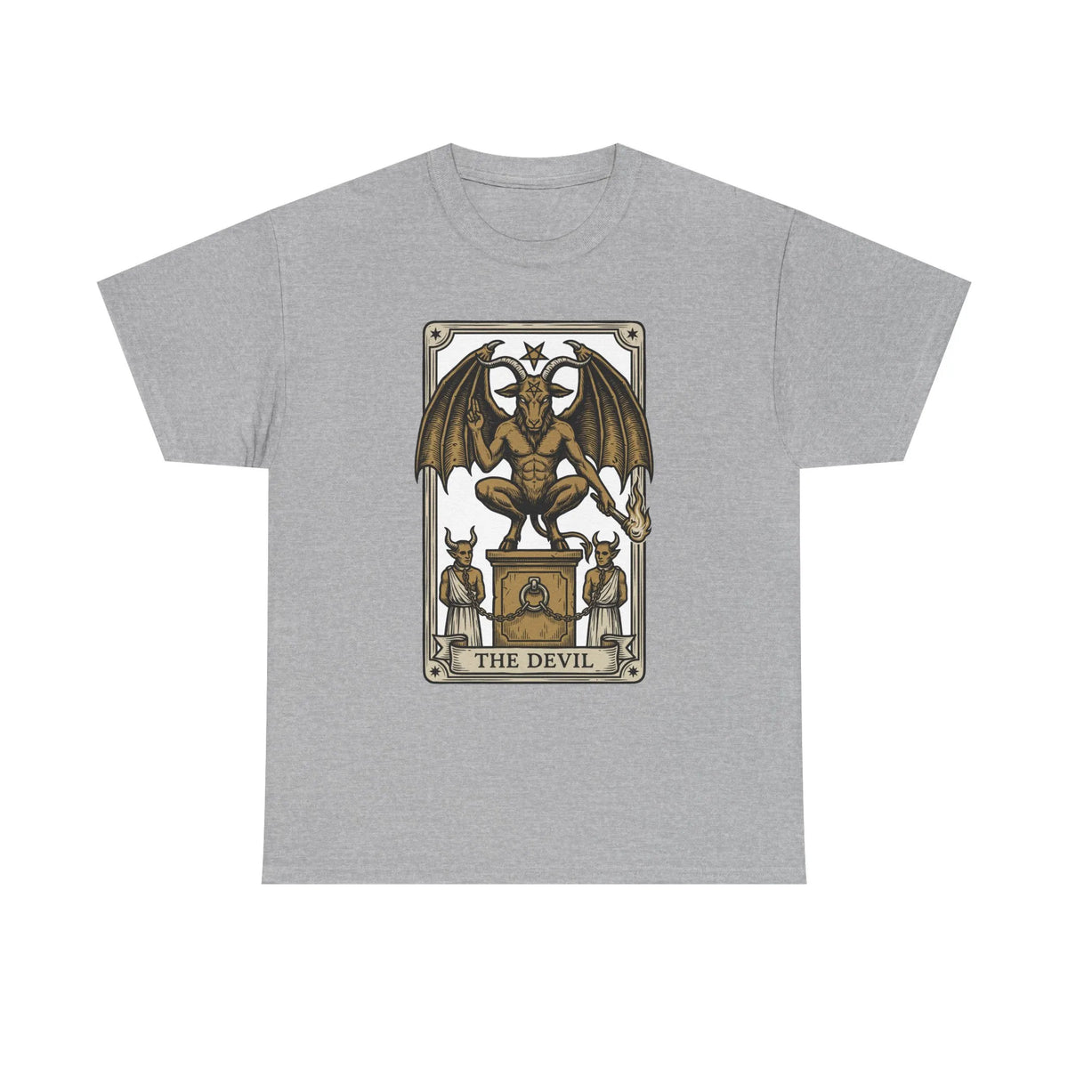 The Devil Tarot Card Graphic T-Shirt - Heavy Cotton Classic Fit Tee - Unisex White