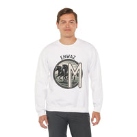 Ehwaz Divine Twins Horse Sweatshirt - Heavy Blend Cotton Blend Crewneck - Unisex White