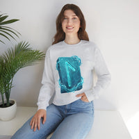 Laguz Water Rune Symbol Sweatshirt - Heavy Blend Crewneck Fleece - Unisex Ash Gray