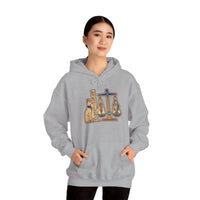 Sphynx Cat Egyptian Scales Hoodie - Heavyweight Cotton Blend Pullover - Unisex White