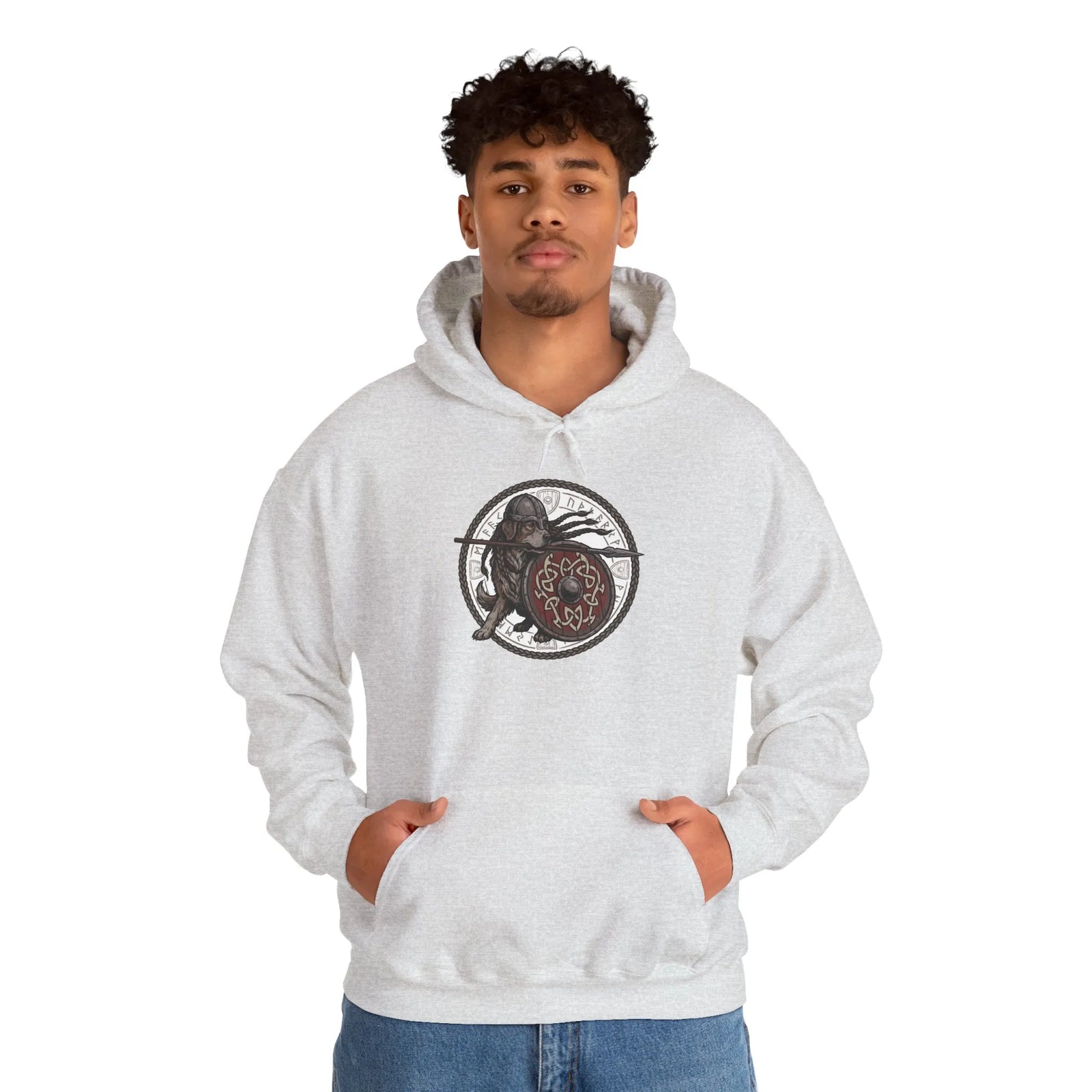 Shieldmaiden Viking Berserker Dog Hoodie - Heavy Blend Cotton Poly Pullover - Unisex White