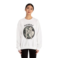 Mannaz Humanity Rune Graphic Sweatshirt - Heavy Blend Fleece Crewneck - Unisex White