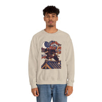 Ninja Cat Ukiyo-e Samurai Sweatshirt - Soft Heavyweight Fleece Crewneck - Unisex White