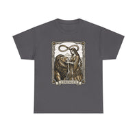 Tarot Strength Card Graphic T-Shirt - Heavy Cotton Classic Fit Crewneck - Unisex White