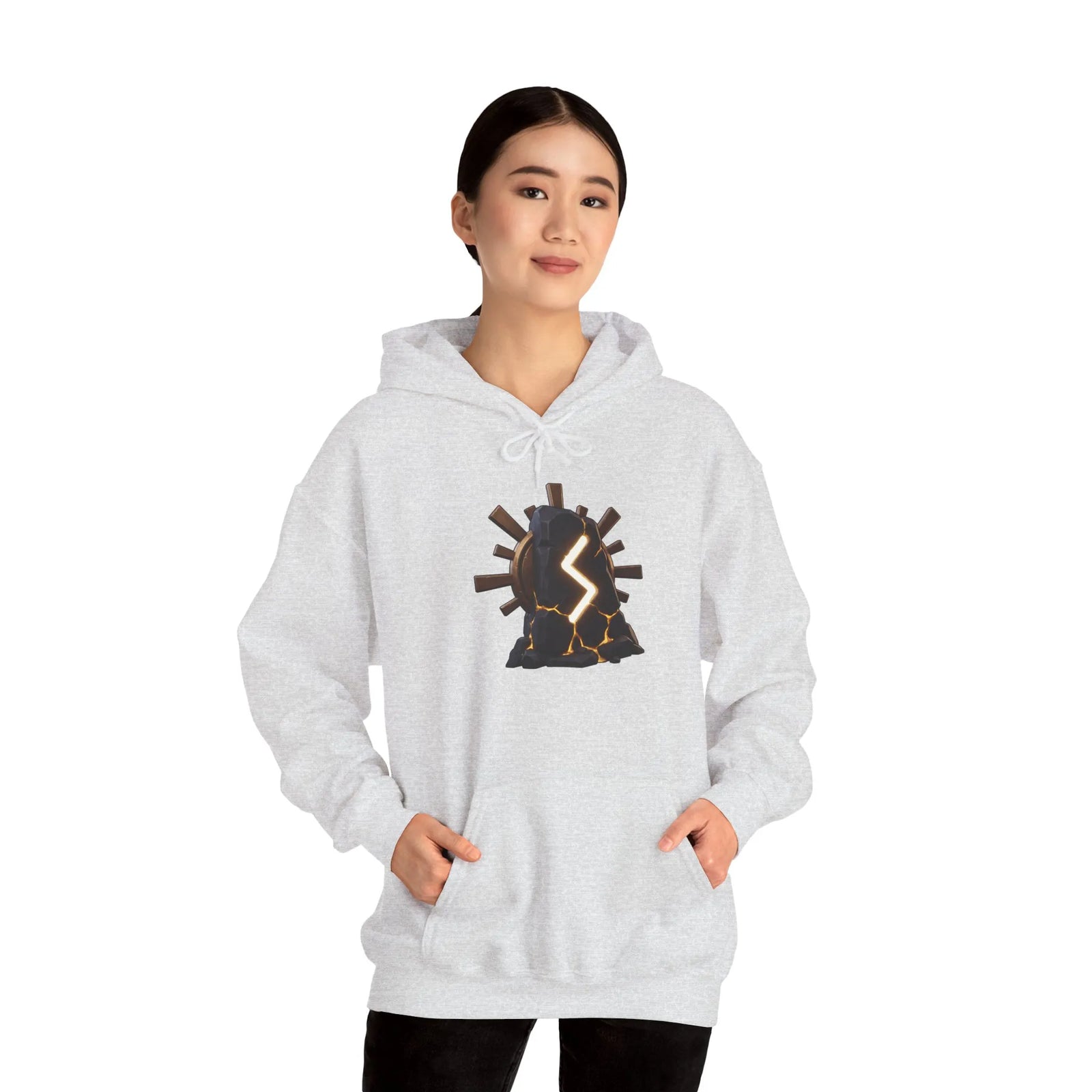 Sowulo Rune Sun Ray Hoodie - Heavy Blend Fleece Pullover - Unisex White