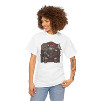 Viking Berserker Cat Graphic T-Shirt - Heavyweight 100% Cotton Classic Tee - Unisex White