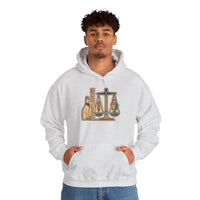 Sphynx Cat Egyptian Scales Hoodie - Heavyweight Cotton Blend Pullover - Unisex White