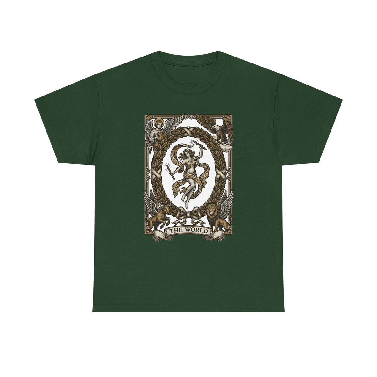The World Tarot Card Graphic T-Shirt - Heavy Cotton Classic Fit Tee - Unisex White
