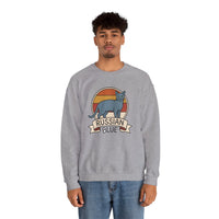 Russian Blue Retro 70s Sunset Sweatshirt - Heavy Blend Crewneck - Unisex White