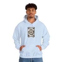 Wheel of Fortune Tarot Card Hoodie - Soft Fleece Blend Pullover - Unisex Off White