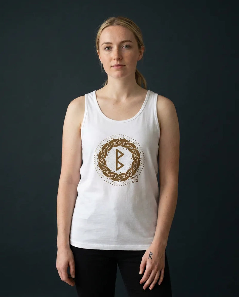 Berkana Rune Earth Mother Tank Top - Soft Ringspun Cotton Retail Fit - Unisex White