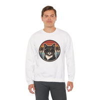 Tuxedo Cats 70s Sunset Sweatshirt - Heavy Blend Fleece Crewneck - Unisex White