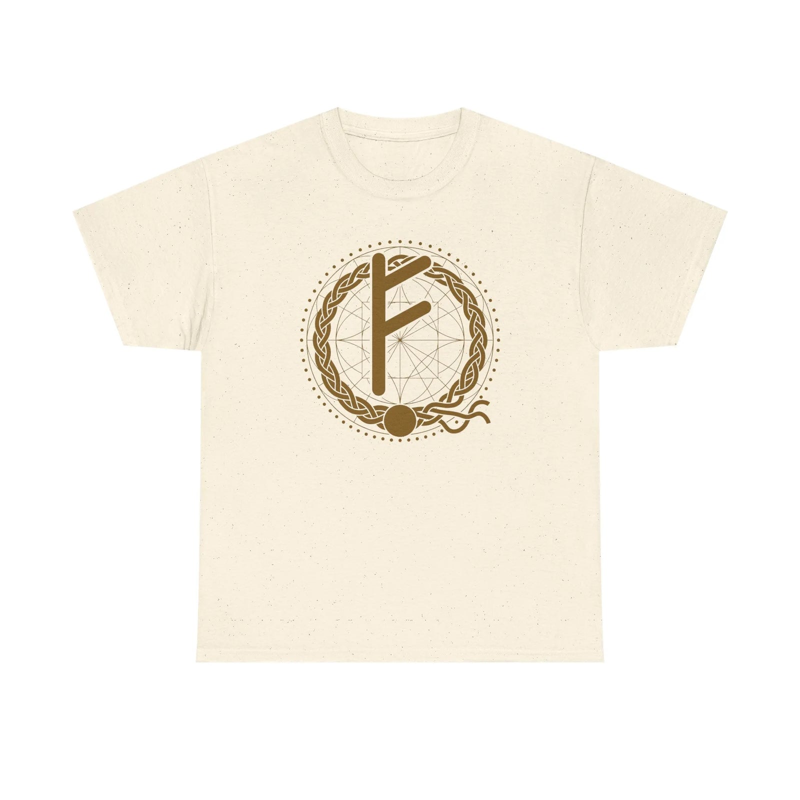 Norse Fehu Rune Graphic T-Shirt - Heavy Cotton Classic Fit Tee - Unisex White