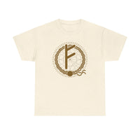 Norse Fehu Rune Graphic T-Shirt - Heavy Cotton Classic Fit Tee - Unisex White