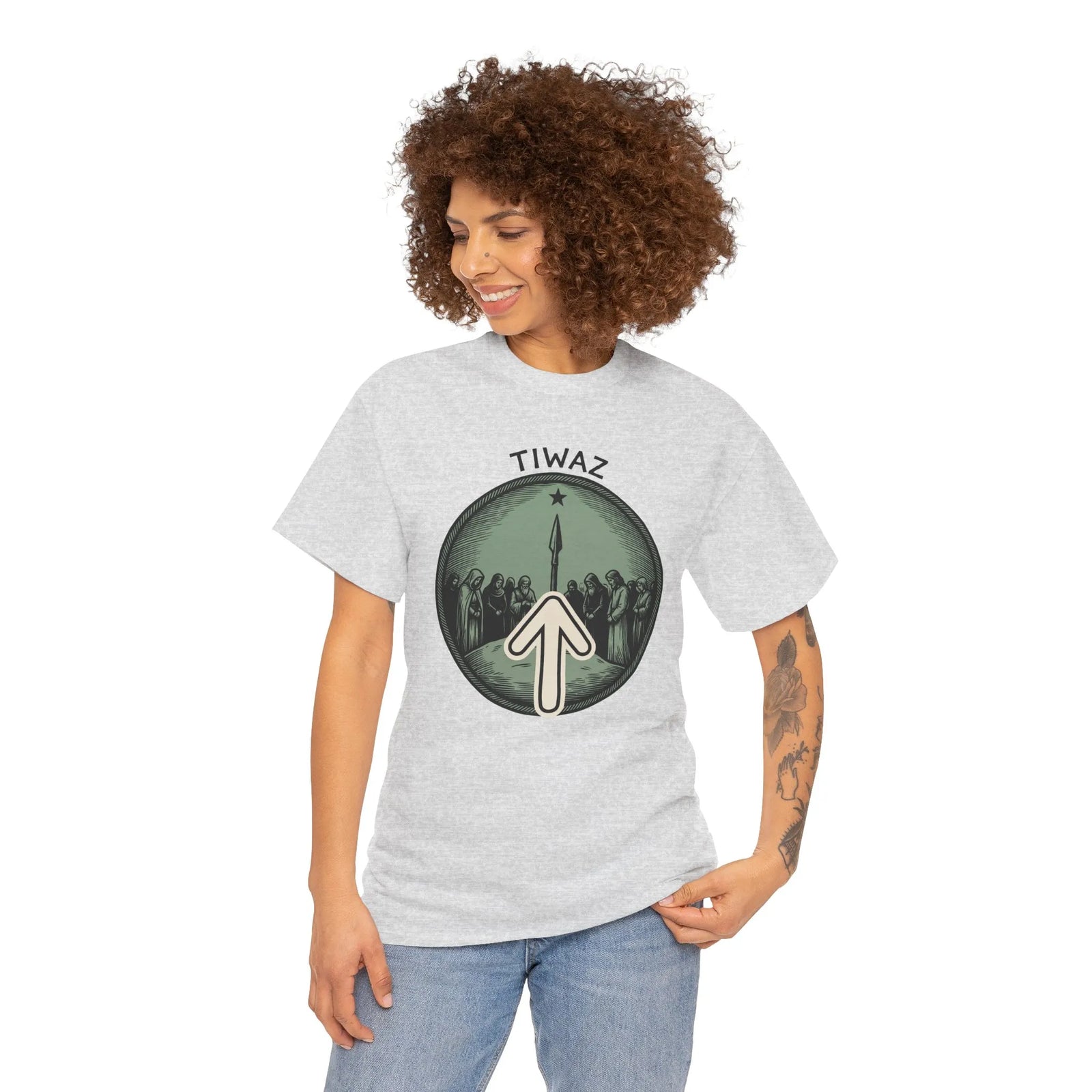 Tiwaz Rune Graphic T-Shirt - Heavy Cotton Classic Fit Tee - Unisex White