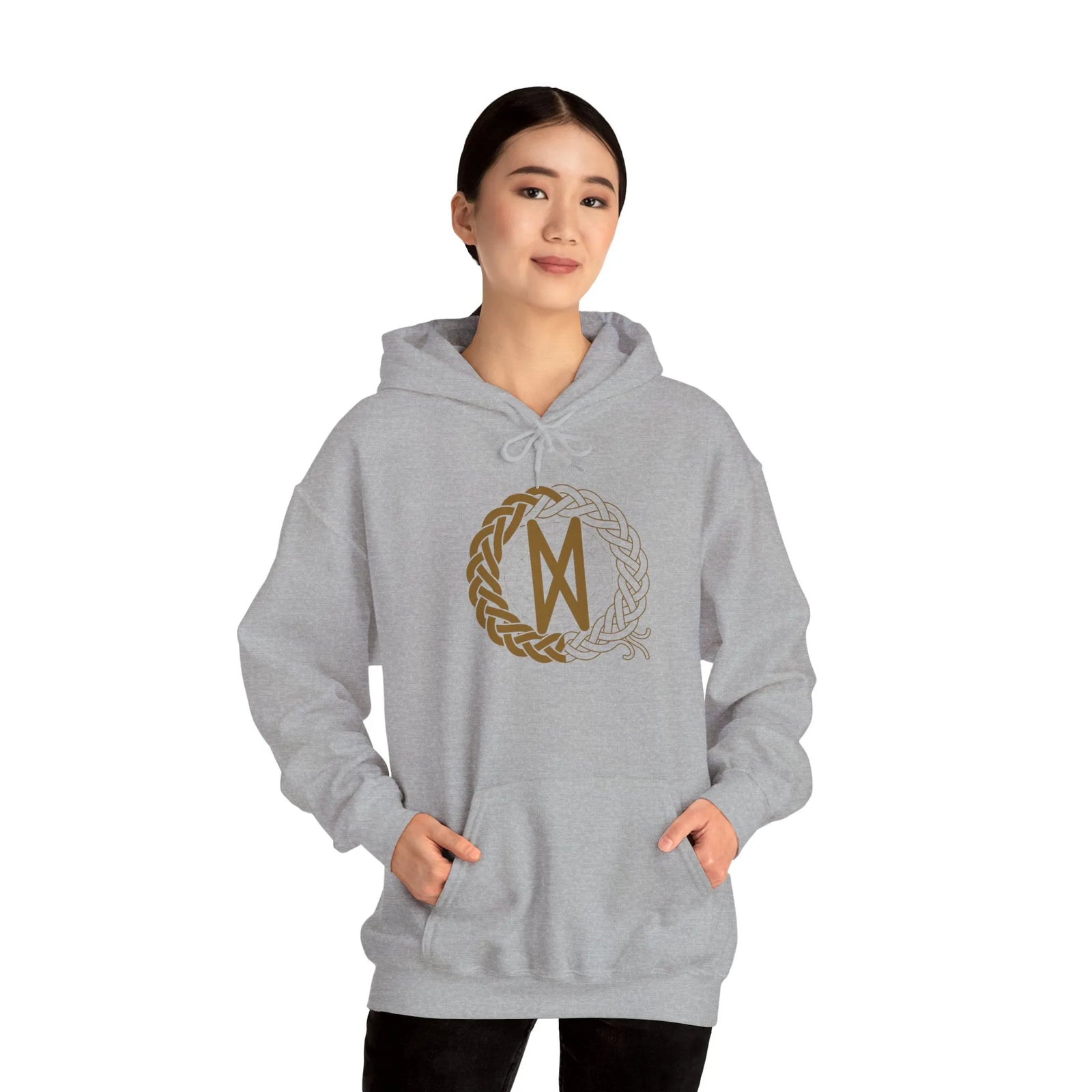 Dagaz Rune Dawn Dusk Threshold Hoodie - Medium Weight Fleece Pullover - Unisex White