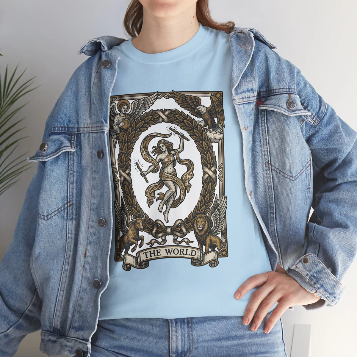 The World Tarot Card Graphic T-Shirt - Heavy Cotton Classic Fit Tee - Unisex White