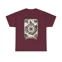 Wheel of Fortune Tarot Graphic T-Shirt - Heavyweight Cotton Classic Fit - Unisex White