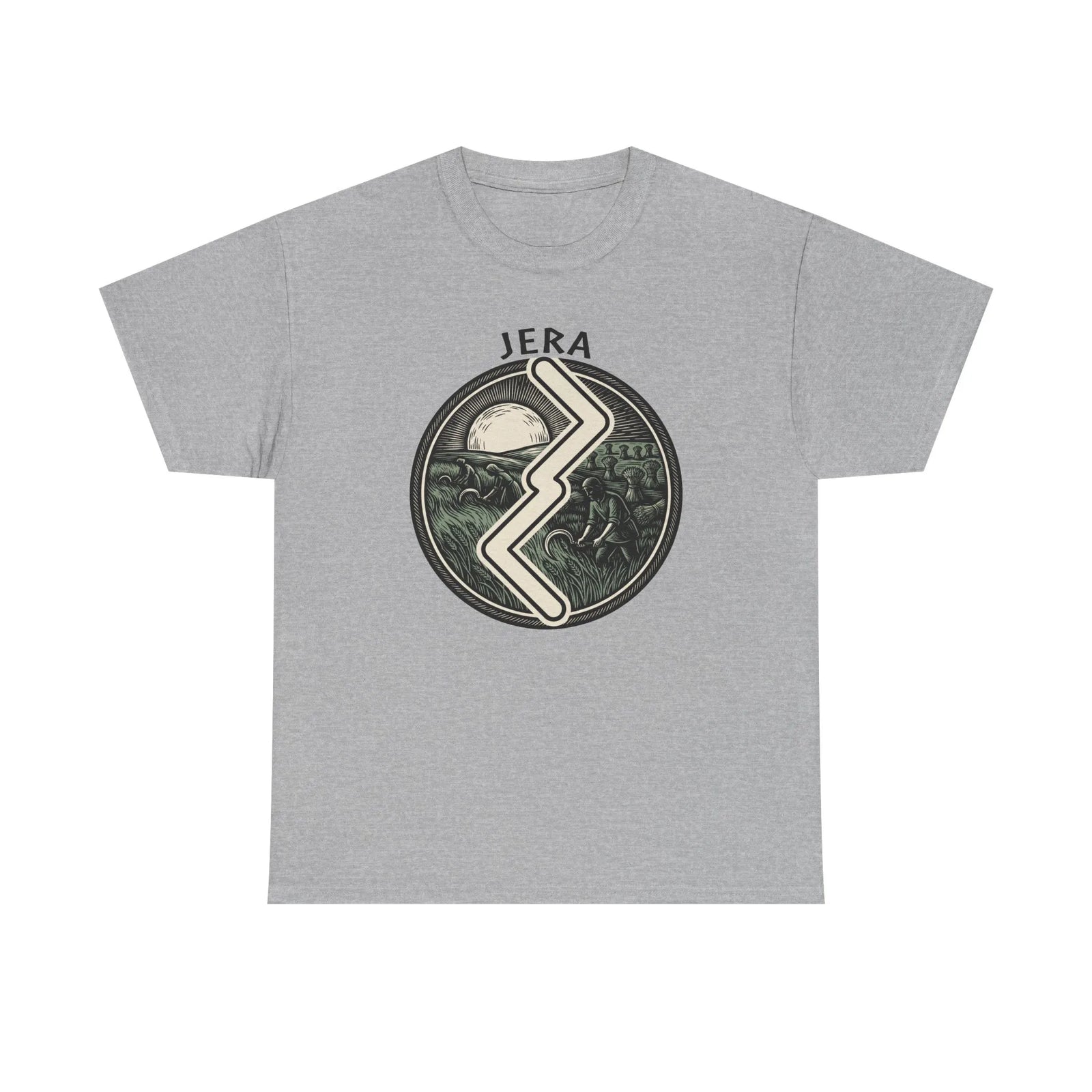 Jera Rune Harvest Reaping T-Shirt - Medium Weight Cotton Classic Fit Tee - Unisex White