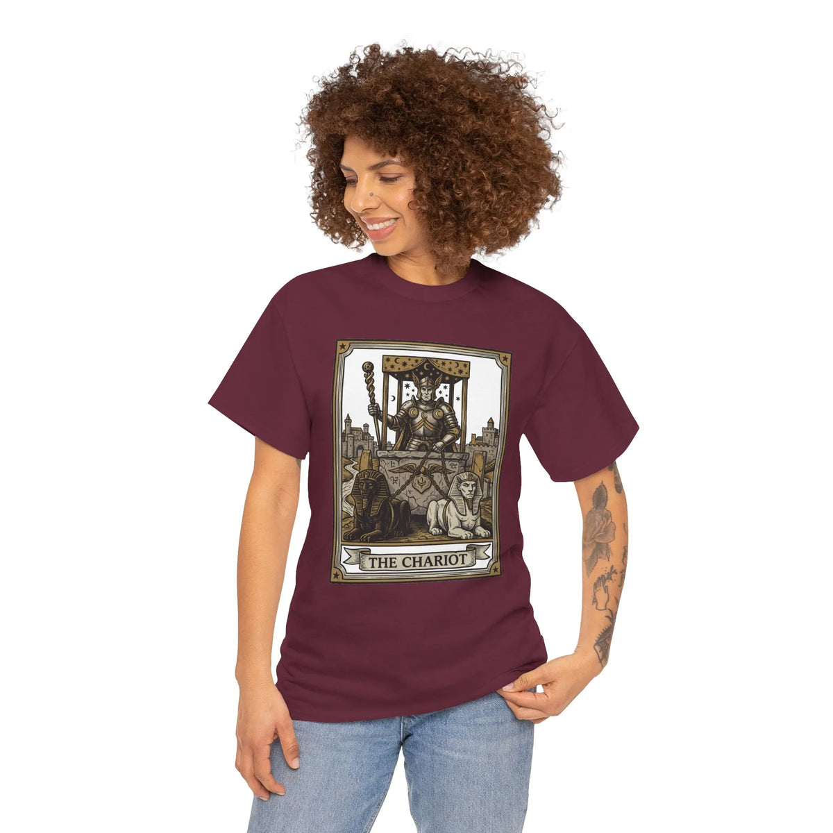 The Chariot Tarot Card T-Shirt - Heavy Cotton Classic Fit Tee - Unisex White