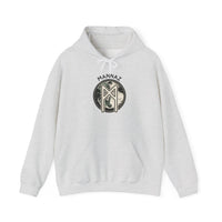 Mannaz Rune Symbol Graphic Hoodie - Heavy Blend Fleece Pullover - Unisex White