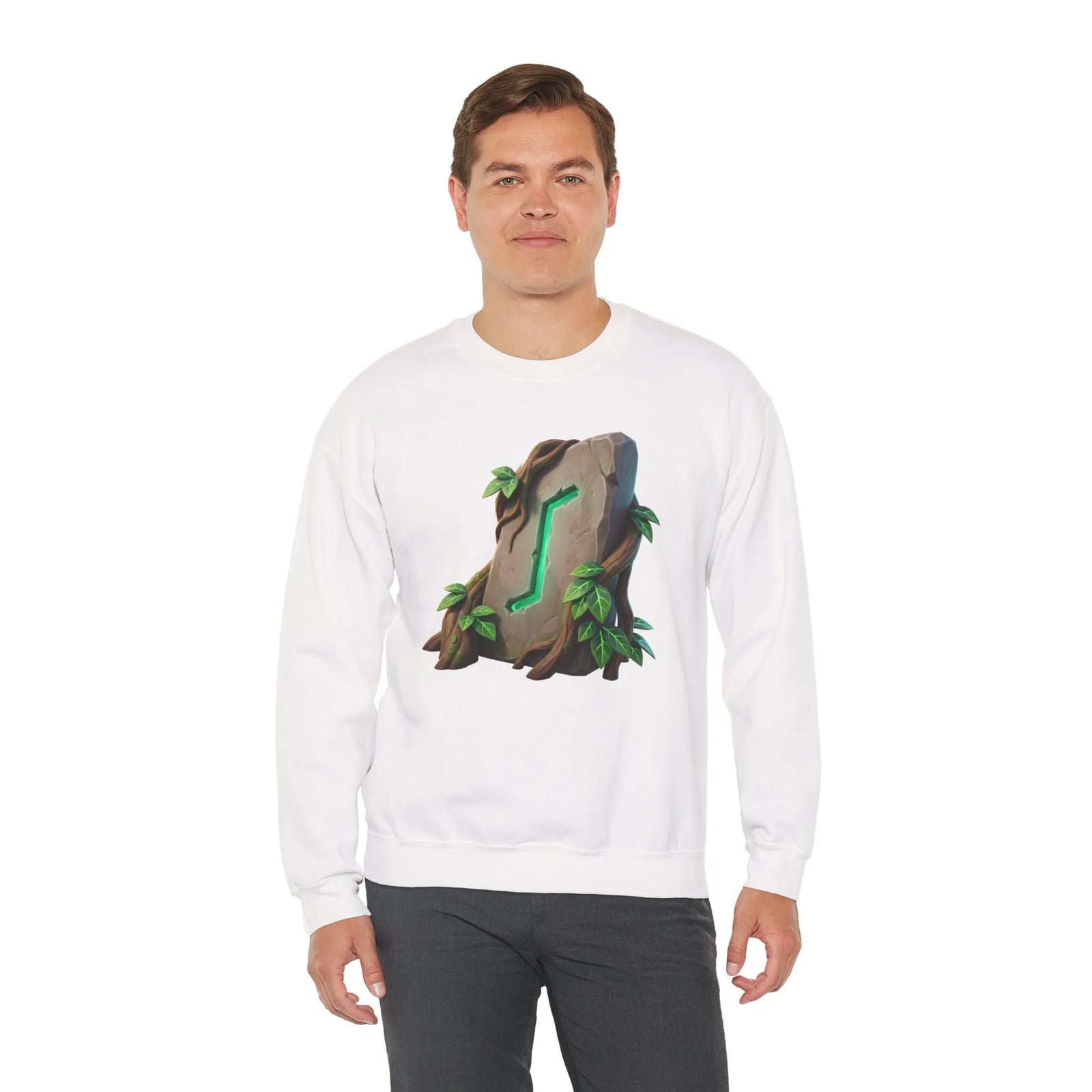 Eihwaz Rune Yggdrasil Tree Sweatshirt - Heavy Blend Classic Crewneck - Unisex Off White