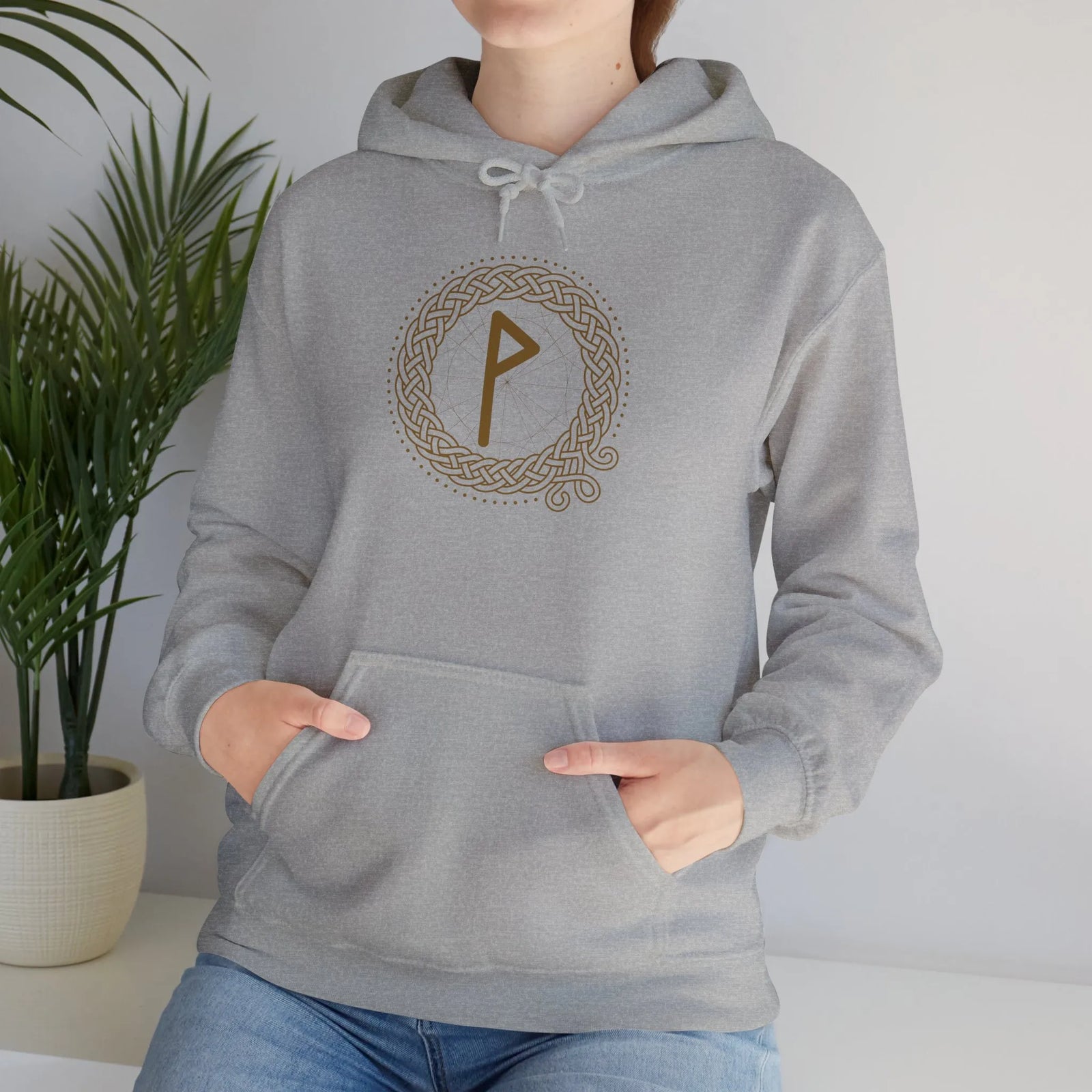 Wunjo Rune Celtic Knot Hoodie - Cozy Cotton Blend Classic Fit - Unisex White