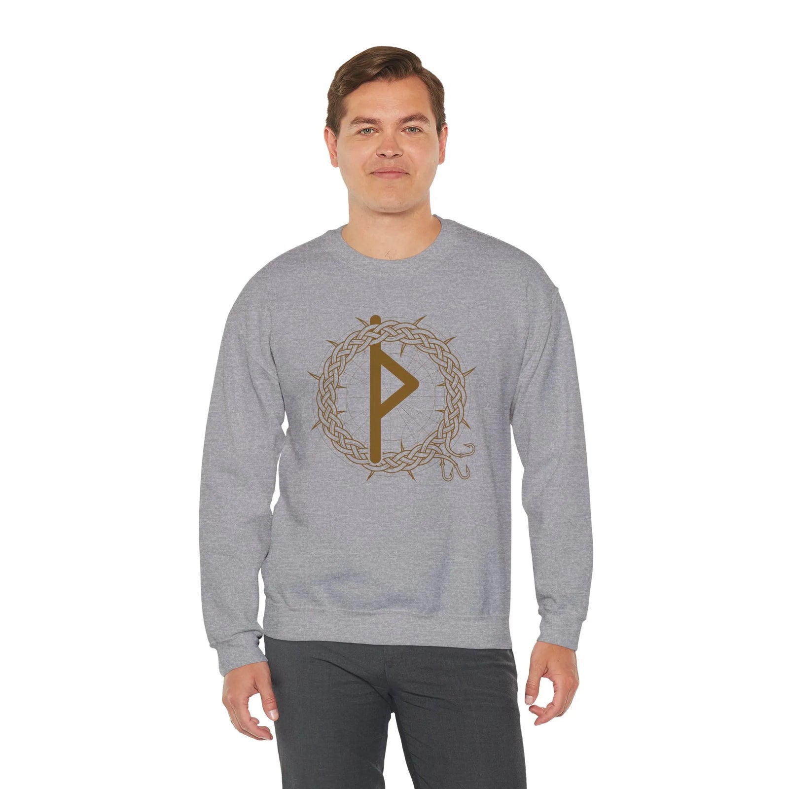 Thurisaz Rune Thorn Defense Sweatshirt - Heavy Blend Cotton Poly Crewneck - Unisex White