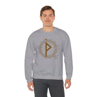 Thurisaz Rune Thorn Defense Sweatshirt - Heavy Blend Cotton Poly Crewneck - Unisex White