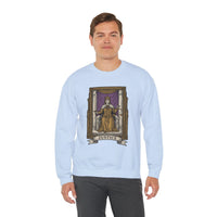 Justice Tarot Card Sweatshirt - Heavy Blend Cotton Poly Crewneck - Unisex White