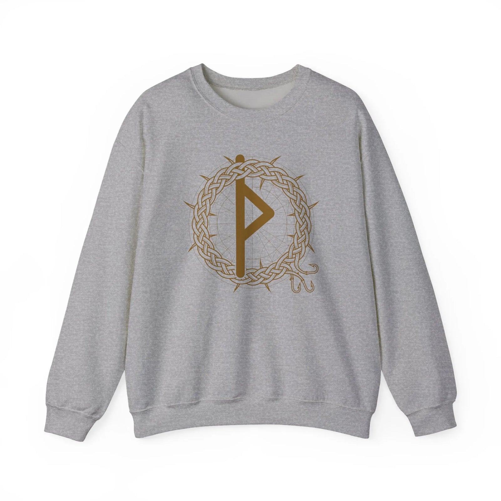 Thurisaz Rune Thorn Defense Sweatshirt - Heavy Blend Cotton Poly Crewneck - Unisex White