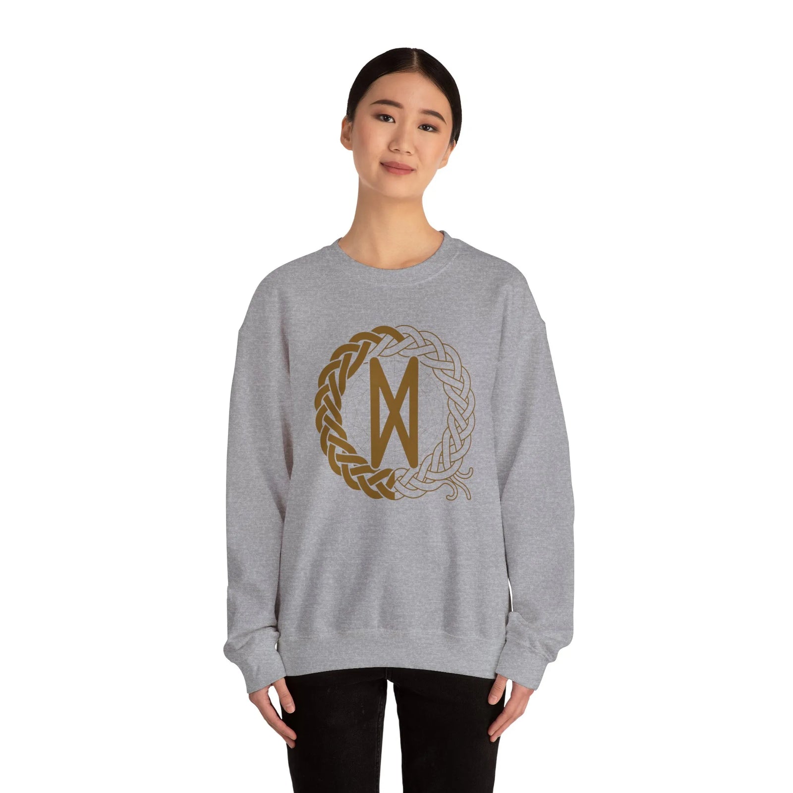 Dagaz Rune Dawn & Dusk Sweatshirt - Heavy Blend Classic Fit Crewneck - Unisex White