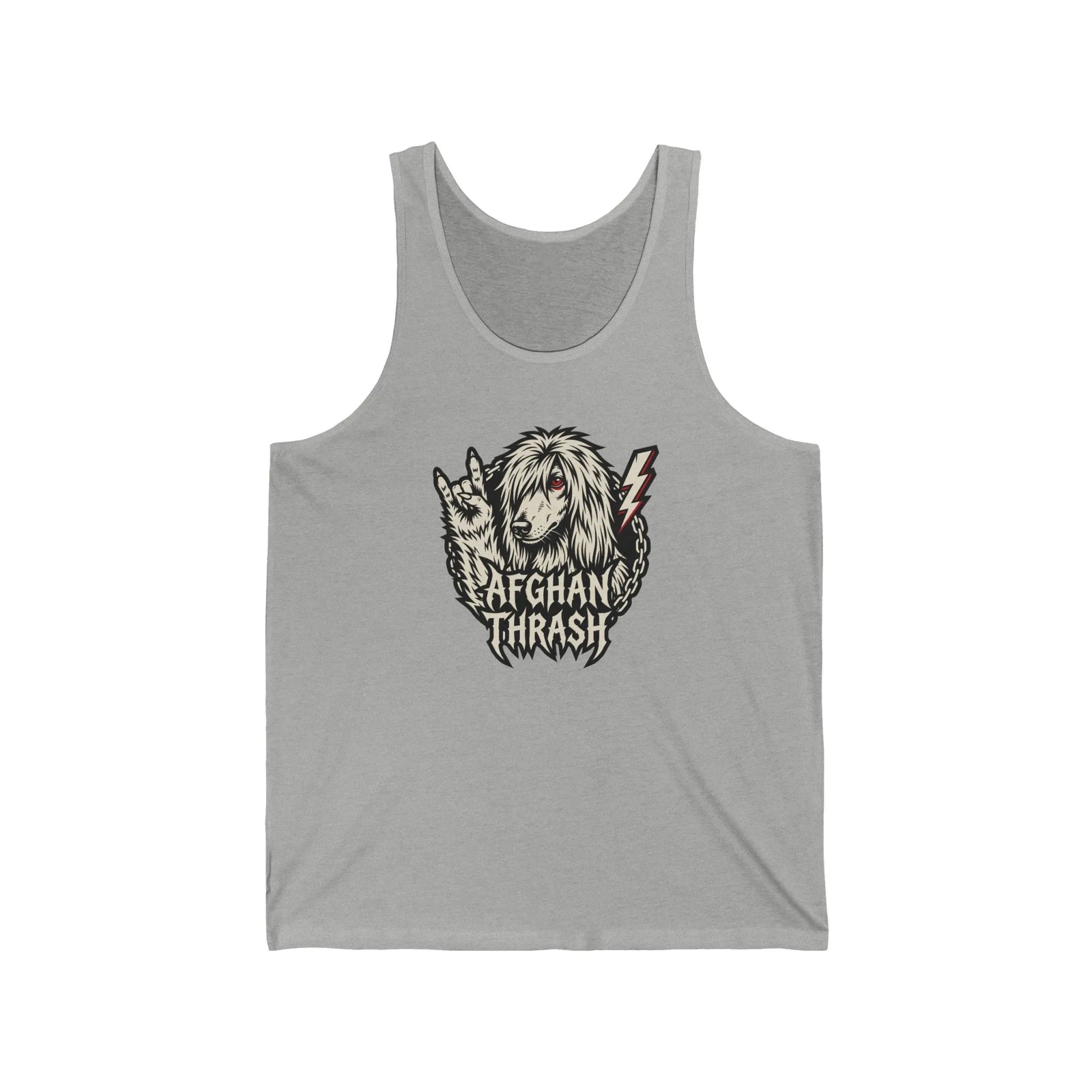 Headbanger Rocker Dogs Graphic Tank Top - Soft Combed Cotton Jersey - Unisex White