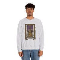 Justice Tarot Card Sweatshirt - Heavy Blend Cotton Poly Crewneck - Unisex White
