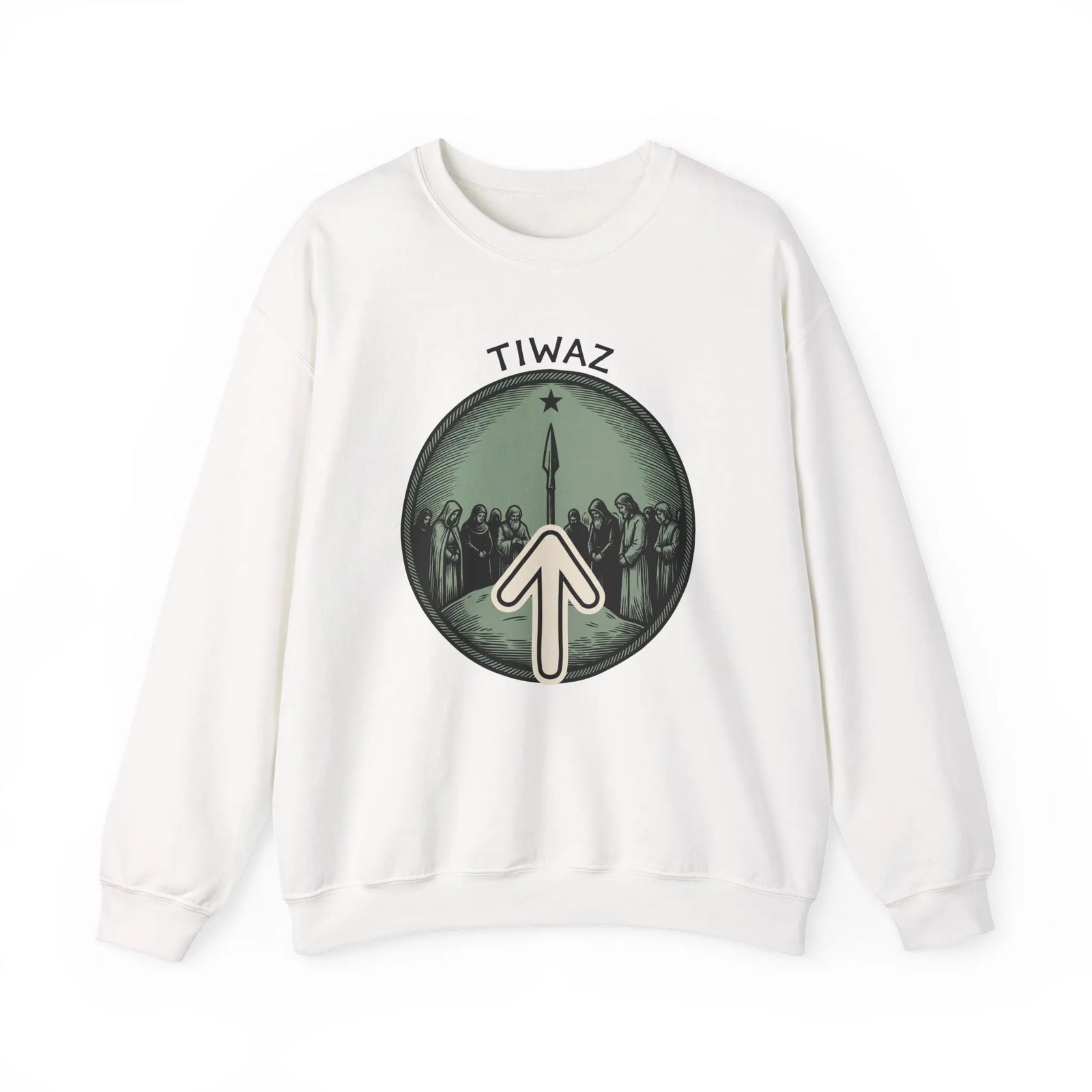 Tiwaz Rune Justice Judgment Sweatshirt - Heavy Blend Fleece Crewneck - Unisex Ash Gray