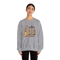 Egyptian Cat Scales Graphic Sweatshirt - Heavy Blend Fleece Crewneck - Unisex White