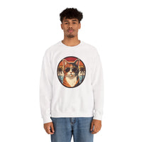 Calico Cool Cats 70s Sunset Aviators Sweatshirt - Medium Heavyweight Fleece Crewneck - Unisex White