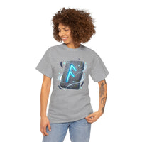 Ansuz Rune Odin's Raven Graphic T-Shirt - Heavy Cotton Classic Fit Crewneck Tee - Unisex White