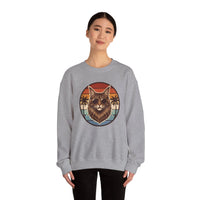 Maine Coon Aviator Cat Sweatshirt - Heavy Blend Fleece Crewneck - Unisex White