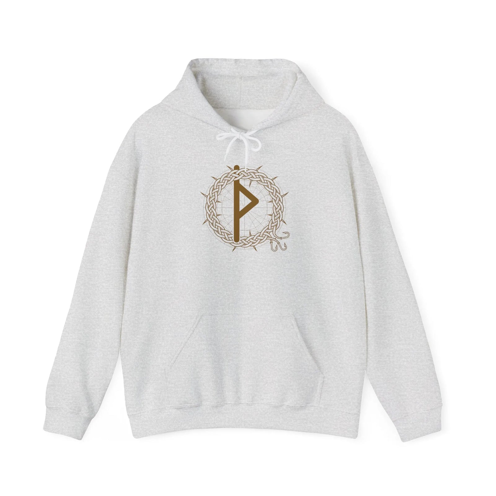 Thurisaz Rune Thorn Defense Hoodie - Heavy Blend Fleece Pullover - Unisex White