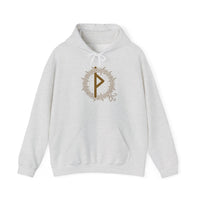 Thurisaz Rune Thorn Defense Hoodie - Heavy Blend Fleece Pullover - Unisex White
