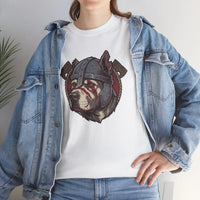 Viking Berserker Dog Warpaint T-Shirt - Heavy Cotton Classic Fit Tee - Unisex White